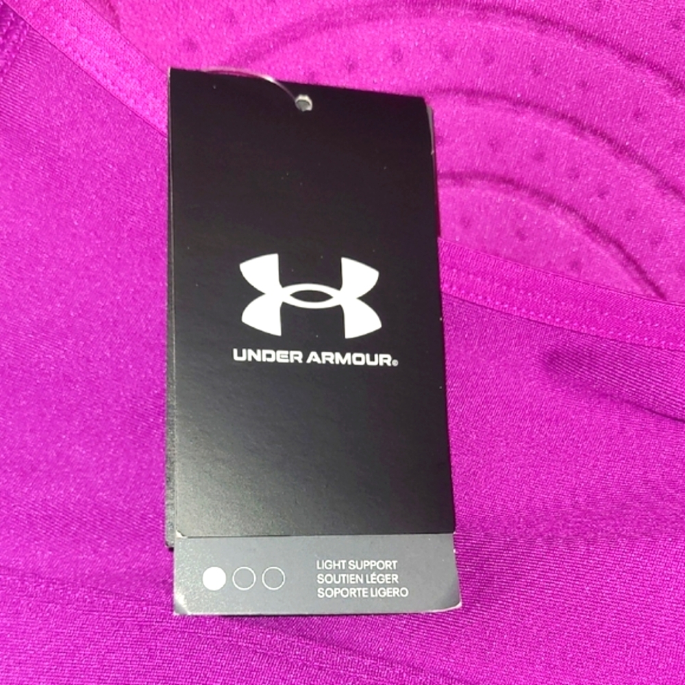 Under Armour Women's Vibrant Magenta Sports Bra - Picture 3 of 4